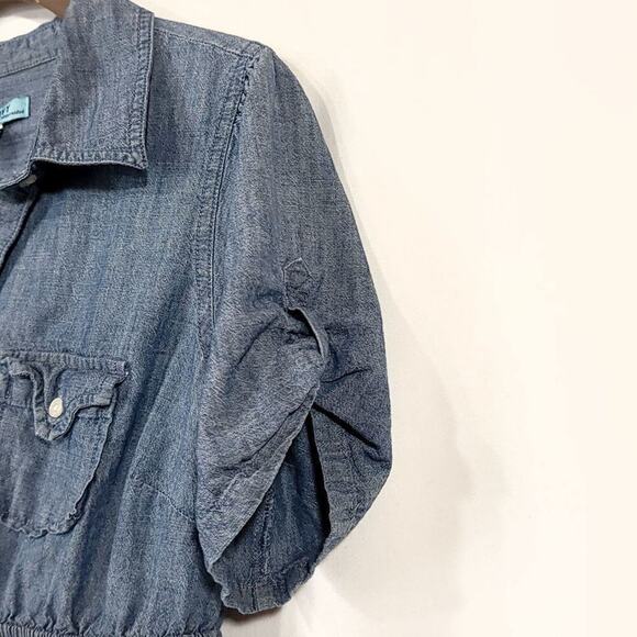 Old Navy MaternityShirt Denim Top Size Small Chambray Partial Button Down Women  - Picture 5 of 5